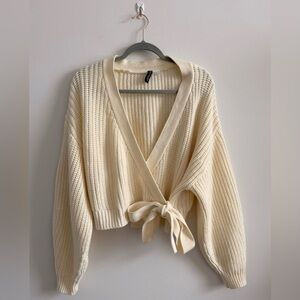 Divided Cream Wrap Cardigan
